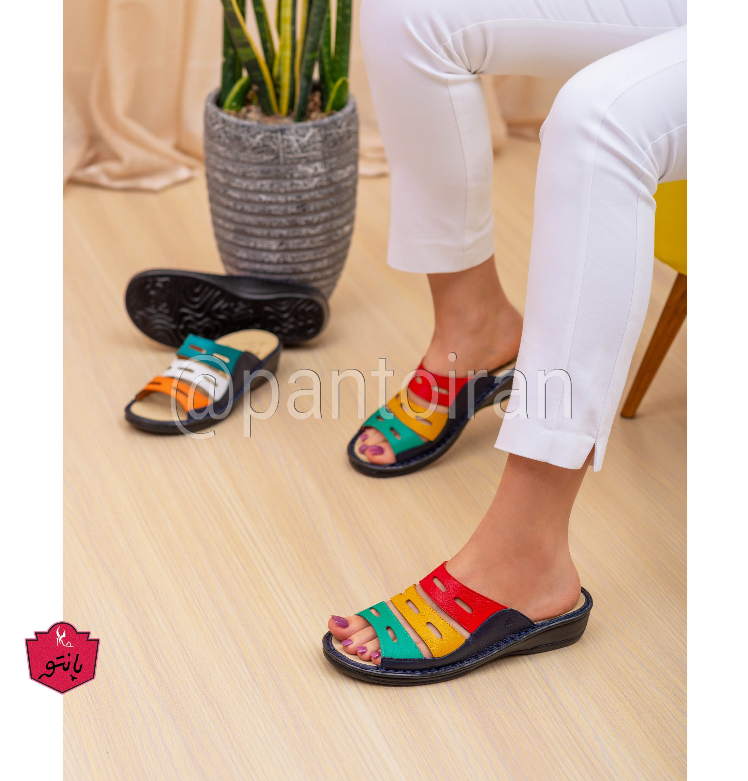 Leather slippers, model: Maral، Code1000103